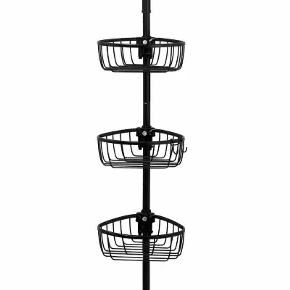 Zenna Home 3 Tier Aluminum Black Tension Pole Shower Caddy