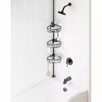 Zenna Home 3 Tier Aluminum Black Tension Pole Shower Caddy