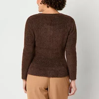 Liz Claiborne Womens Crew Neck Long Sleeve Pullover Sweater