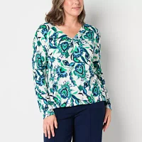 Liz Claiborne Womens Long Sleeve Blouse