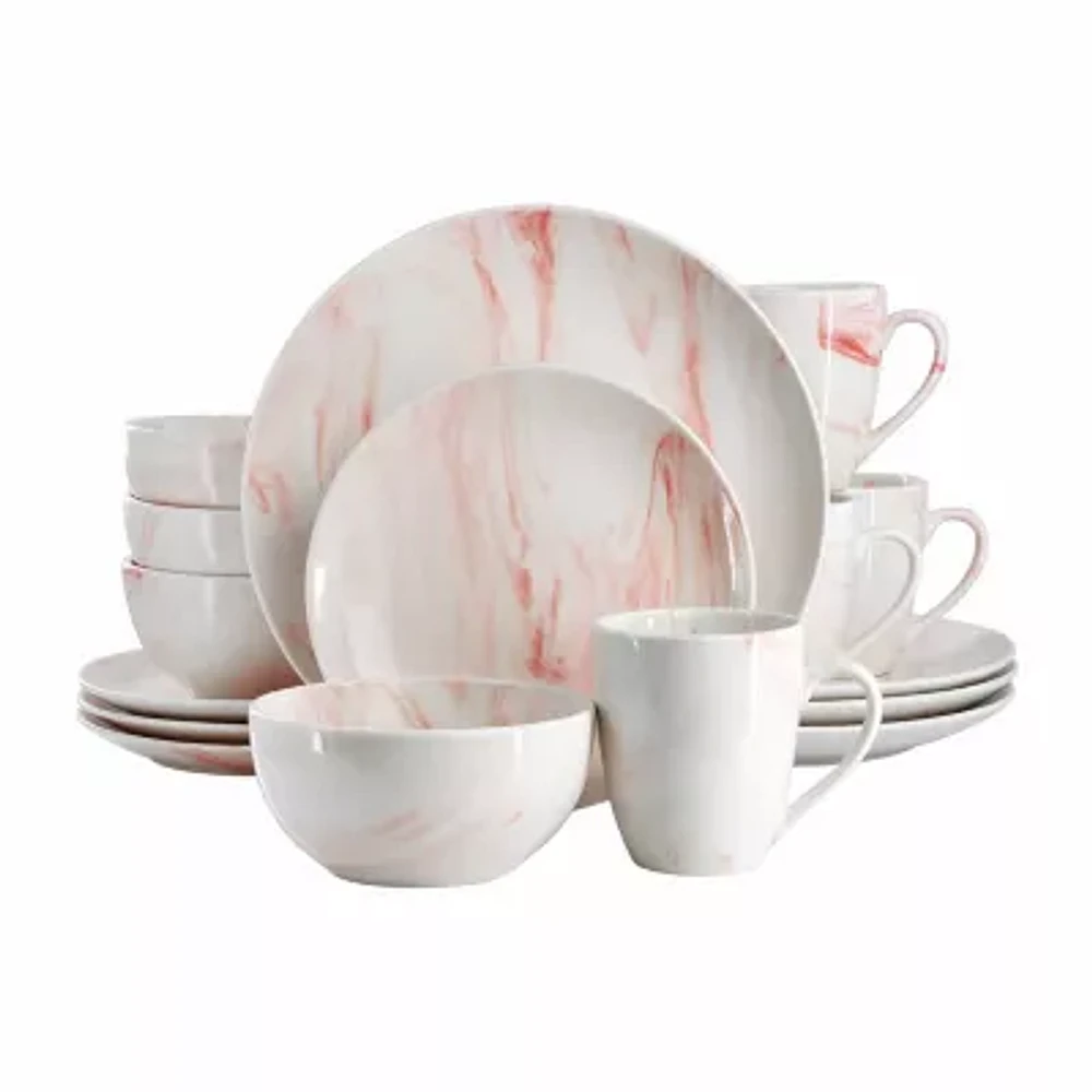 Elama Fine Marble 16-pc. Porcelain Dinnerware Set