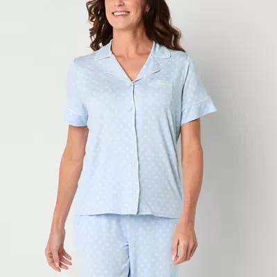 Liz Claiborne Cool and Calm Womens Short Sleeve Pajama Top