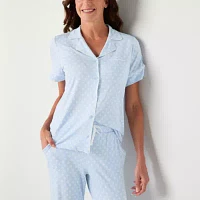 Liz Claiborne Cool and Calm Womens Short Sleeve Pajama Top