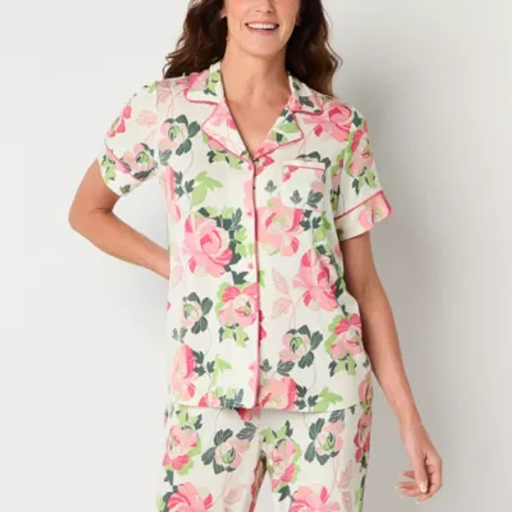 Liz Claiborne Cool and Calm Womens Short Sleeve Pajama Top