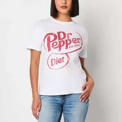 Juniors Dr. Pepper Boyfriend Tee Womens Crew Neck Short Sleeve Graphic T-Shirt