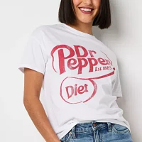 Juniors Dr. Pepper Boyfriend Tee Womens Crew Neck Short Sleeve Graphic T-Shirt