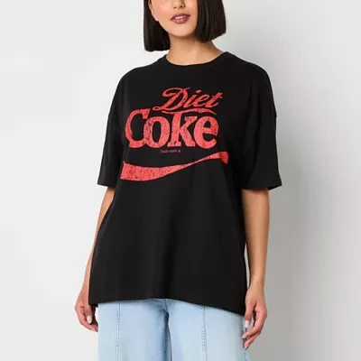 Juniors Diet Coke Oversized Tee Womens Crew Neck Short Sleeve Graphic T-Shirt