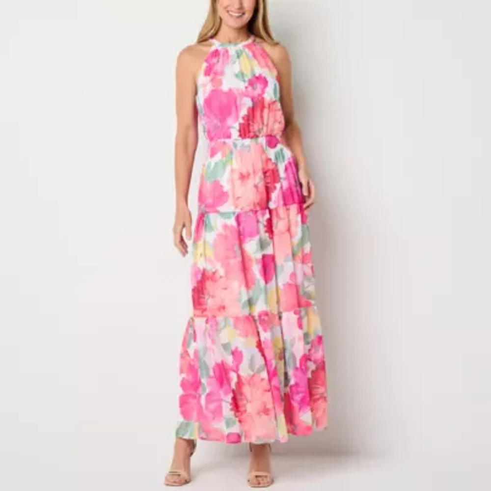 R & K Originals Womens Sleeveless Floral Maxi Dress