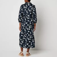 Be by CHETTA B Womens 3/4 Sleeve Floral Midi Shirt Dress