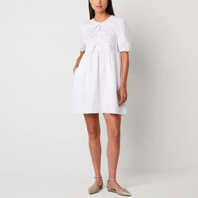 Be by CHETTA B Womens Short Sleeve Babydoll Dress