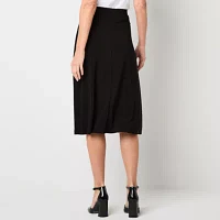 Black Label by Evan-Picone Knit Womens Mid Rise Midi Flared Skirt