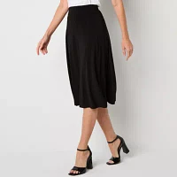 Black Label by Evan-Picone Knit Womens Mid Rise Midi Flared Skirt