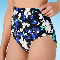 Liz Claiborne Womens Lined Floral High Waist Bikini Swimsuit Bottom