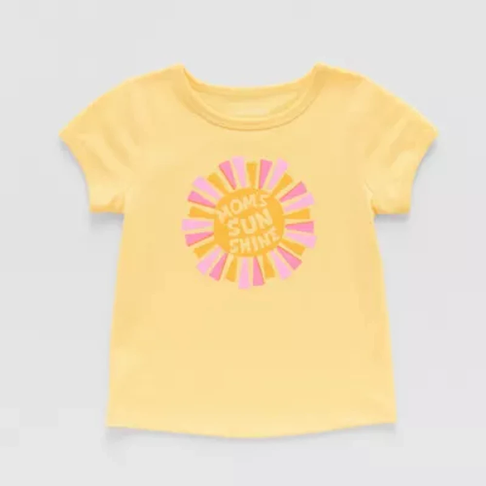 Okie Dokie Toddler & Little Girls U Neck Short Sleeve Graphic T-Shirt