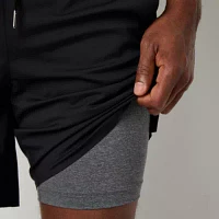 Xersion 7 Inch 2-In-1 Mens Mid Rise Workout Shorts