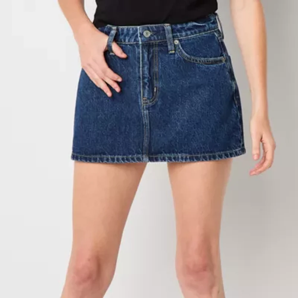 Arizona Womens Mid Rise Denim Skirt-Juniors