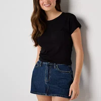 Arizona Womens Mid Rise Denim Skirt-Juniors