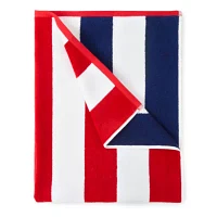 Outdoor Oasis Cabana Stripe Red & Navy Beach Towel