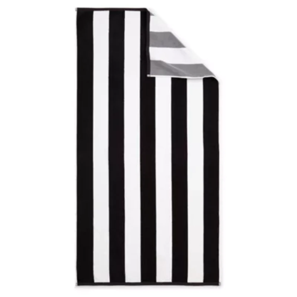 Outdoor Oasis Cabana Stripe Black & Grey Beach Towel