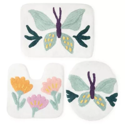 Avanti Floral Butterfly 3-pc. Bath Rug Set