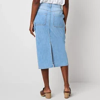 a.n.a Womens High Rise Midi Denim Skirt