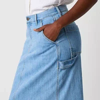 a.n.a Womens High Rise Midi Denim Skirt