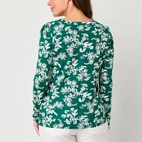 Liz Claiborne Womens Crew Neck Long Sleeve T-Shirt