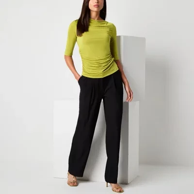 Worthington Womens Boat Neck Long Sleeve Blouse