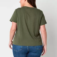 a.n.a Womens Plus Crew Neck Short Sleeve T-Shirt