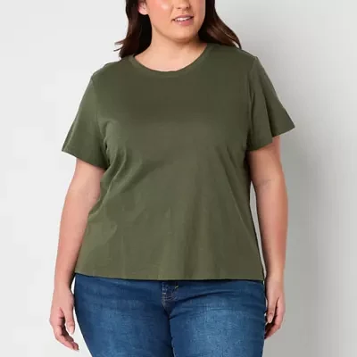 a.n.a Womens Plus Crew Neck Short Sleeve T-Shirt