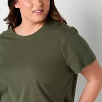 a.n.a Womens Plus Crew Neck Short Sleeve T-Shirt