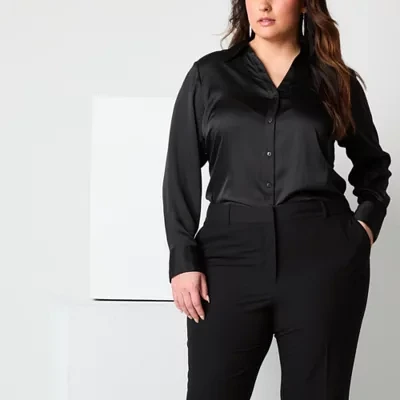 Worthington Plus Womens Long Sleeve Blouse