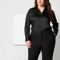 Worthington Plus Womens Long Sleeve Blouse