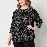 Liz Claiborne Plus Womens 3/4 Sleeve Tunic Top