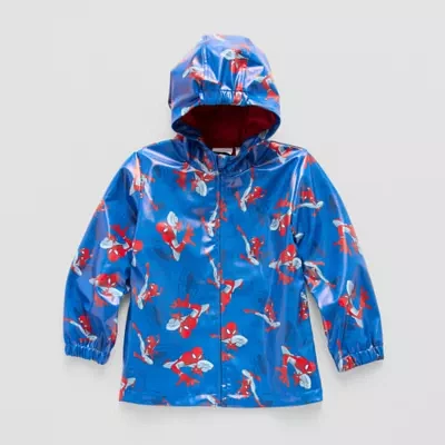 Disney Collection Little & Big Boys Hooded Spiderman Lightweight Raincoat