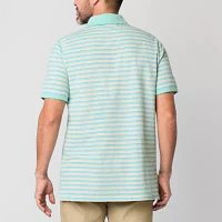 St. John's Bay Essential Striped Oxford Mens Classic Fit Short Sleeve Polo Shirt