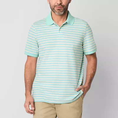 St. John's Bay Essential Striped Oxford Mens Classic Fit Short Sleeve Polo Shirt