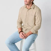 mutual weave Mens Regular Fit Long Sleeve Button-Down Shirt