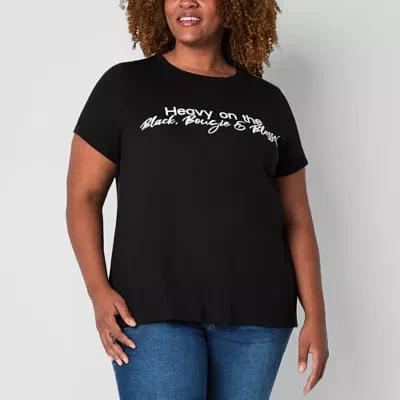 Hope & Wonder Black History Month Womens Plus Short Sleeve 'Black, Bougie Blessed' Graphic T-Shirt