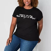 Hope & Wonder Black History Month Womens Plus Short Sleeve 'Black, Bougie Blessed' Graphic T-Shirt