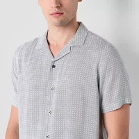 J. Ferrar Slim Mens Fit Short Sleeve Geometric Button-Down Shirt