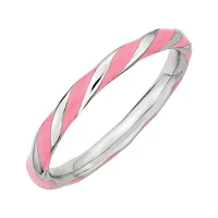Personally Stackable Sterling Silver Pink Enamel Twist Ring