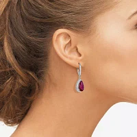 Lab-Created Ruby & White Sapphire Sterling Silver Earrings