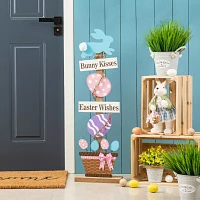 Glitzhome Wooden Bunny And Eggs  Decor Easter Porch Sign