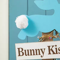 Glitzhome Wooden Bunny And Eggs  Decor Easter Porch Sign