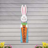 Glitzhome Wooden Bunny Welcome Easter Porch Sign