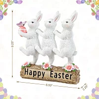 Glitzhome Resin Triple Bunny Easter Tabletop Decor