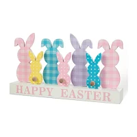 Glitzhome Wooden Bunny Family Easter Tabletop Decor