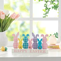 Glitzhome Wooden Bunny Family Easter Tabletop Decor