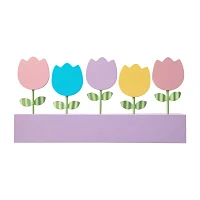 Glitzhome Wooden/Metal Tulips Easter Tabletop Decor